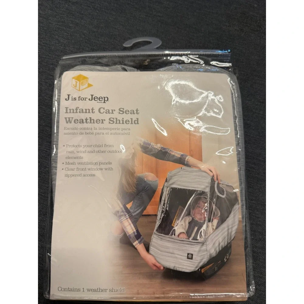 J is for Jeep Infant Car Seat Weather Shield Rain‎ Cover Clear Window Gray 90279